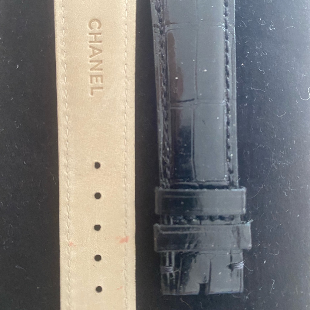 Chanel Black Leather Watch Strap Chanel Black Leather Watch Strap